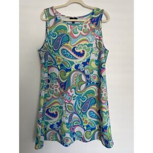 Ronni Nicole Bright Multicolor Paisley Shift Summer Dress Women XXL 2X Beach